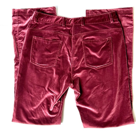 VINTAGE FACONNABLE | Deep Red Cranberry Velour Like Pants | Size 10 - Picture 4 of 13